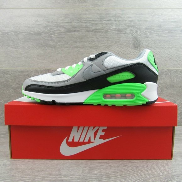 Nike Air Max 90 Athletic Shoes Gray Lime Green - Picture 3 of 10